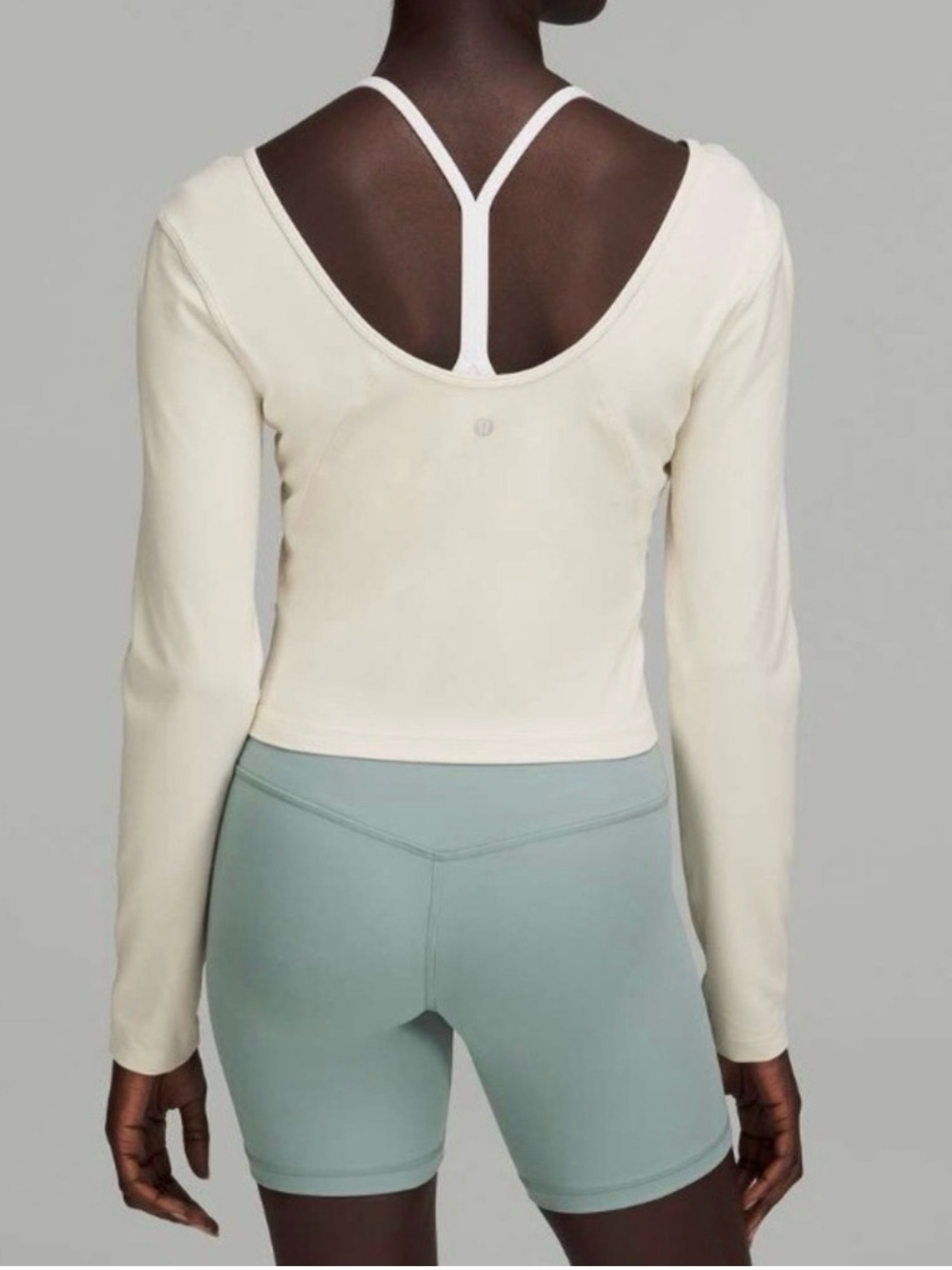 lululemon athletica Cream Long Sleeve V-Neck Crop Top